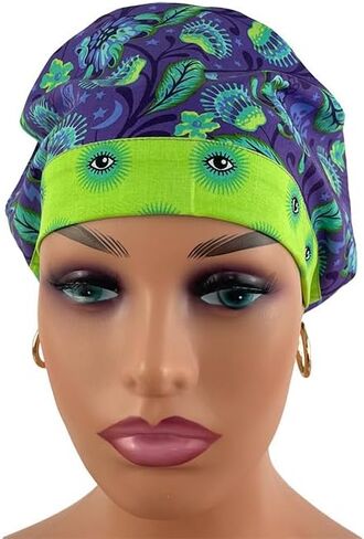 European Style Scrub Cap – Tiny Creatures/Wicked Eyes - Scrub Hat for Women & Men tie Back | Working Cap with Holder. Scrub Hats for Women, Nurses Hats | Dr. Hats in Saudi Arabia