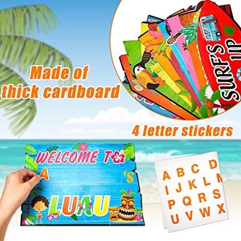 20 Pieces Pool Party Sign Hawaiian Luau Party Signs Tropical Summer Birthday Party Supplies Photo Props Backdrop Decoration Splish Splash Birthday Cutouts Beach Party Decor in Kuwait