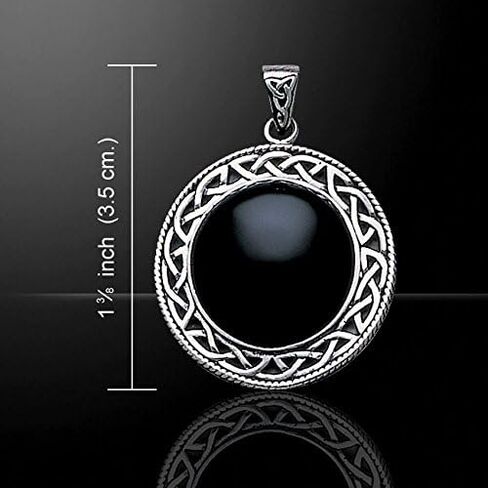 Jewelry Trends Celtic Knotwork Sterling Silver Pendant Necklace 18" Created Black Onyx in Saudi Arabia