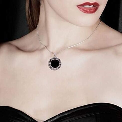 Jewelry Trends Celtic Knotwork Sterling Silver Pendant Necklace 18" Created Black Onyx in Saudi Arabia
