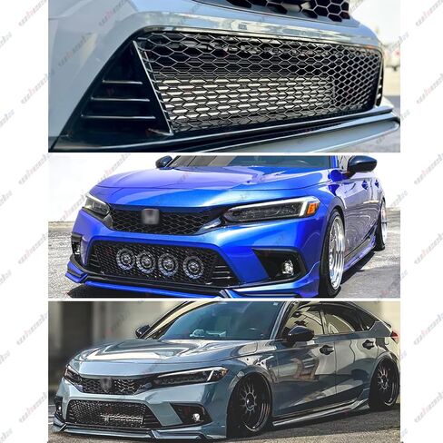 Front Grille Bumper Lower Grill Compatible with 2022-2024 Honda Civic 11th Gen, JDM Style (Glossy Black) in Saudi Arabia
