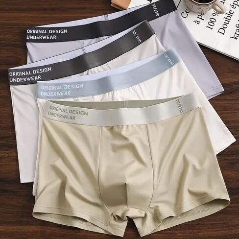 4-Piece Men's Boxer Briefs Set – Mixed Color Polyester Blend Briefs for Casual Wear in Saudi Arabia