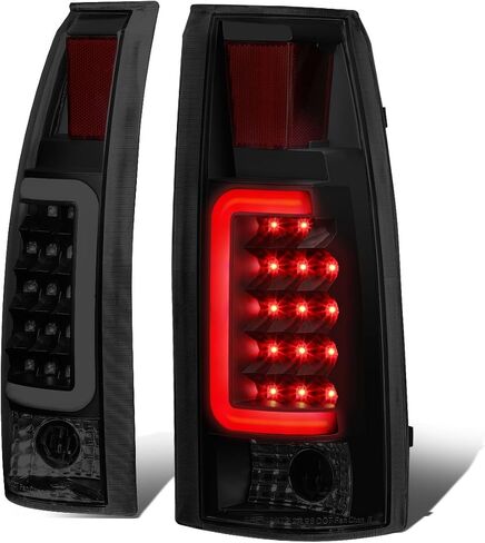 مصابيح خلفية LED من سلسلة السيارات متوافقة مع 1988-2000 Chevy Tahoe Blazer GMC Yukon Suburban C/K Pickup، مصابيح الفرامل العكسية مع شريط LED C-Tube، جانب السائق والراكب، عدسات مدخنة من الكروم in Saudi Arabia