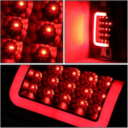 مصابيح خلفية LED من سلسلة السيارات متوافقة مع 1988-2000 Chevy Tahoe Blazer GMC Yukon Suburban C/K Pickup، مصابيح الفرامل العكسية مع شريط LED C-Tube، جانب السائق والراكب، عدسات مدخنة من الكروم in Saudi Arabia