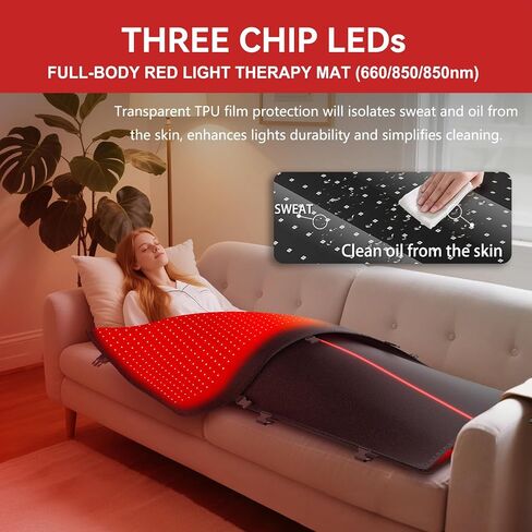 Full Body Red Light Therapy Blanket Mat, 660nm 880nm Infrared Red Light Therapy for Full Body, 2580 LEDs, Black PRO. in Saudi Arabia