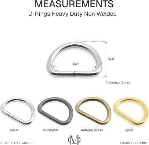 Craftmemore 100 Pack 3/4 Inch Metal D-Rings Noned Dee Ring For Bag Belt Lanyard DIY Craft (Silver) in Saudi Arabia
