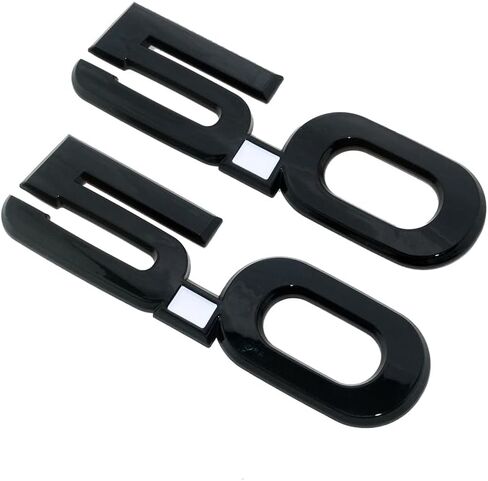 2Pc 2015-2020 5.0 Liter Engine Emblem Driver & Passenger Side 3D Badge Nameplate Sticker Replacement for FR3Z-16098-AA (Gloss Black White) in Saudi Arabia