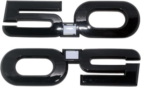 2Pc 2015-2020 5.0 Liter Engine Emblem Driver & Passenger Side 3D Badge Nameplate Sticker Replacement for FR3Z-16098-AA (Gloss Black White) in Saudi Arabia