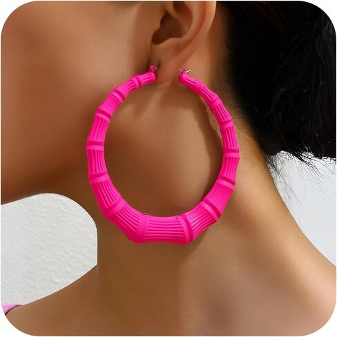 Bamboo Earrings Large Gold Bamboo Hoop Earrings 80s 90s Earring African Jewelry for Women Gifts Party Hip Hop Jewelry in Saudi Arabia