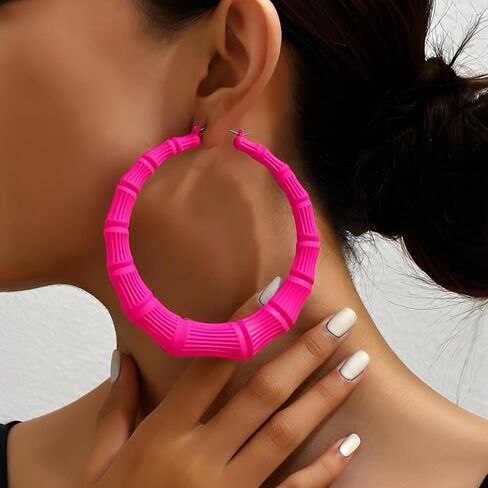 Bamboo Earrings Large Gold Bamboo Hoop Earrings 80s 90s Earring African Jewelry for Women Gifts Party Hip Hop Jewelry in Saudi Arabia