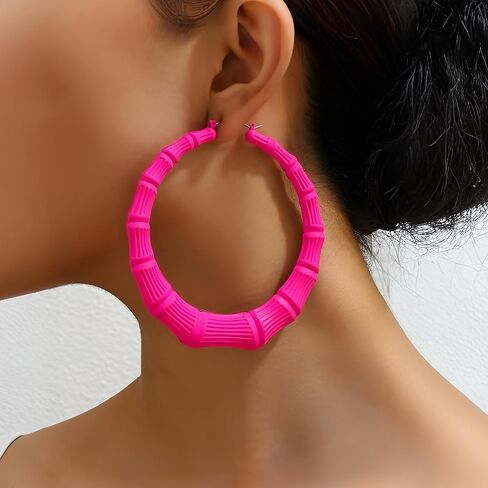 Bamboo Earrings Large Gold Bamboo Hoop Earrings 80s 90s Earring African Jewelry for Women Gifts Party Hip Hop Jewelry in Saudi Arabia