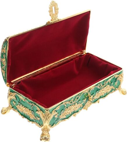 Ciieeo Vintage Metal Jewelry Box Small Enameled Trinket Box Organizer Rectangular Treasure Chest Box Decorative Box Keepsake Case for Women Girls in Saudi Arabia