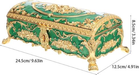 Ciieeo Vintage Metal Jewelry Box Small Enameled Trinket Box Organizer Rectangular Treasure Chest Box Decorative Box Keepsake Case for Women Girls in Saudi Arabia