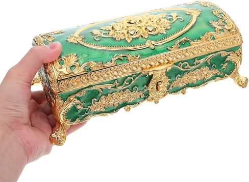 Ciieeo Vintage Metal Jewelry Box Small Enameled Trinket Box Organizer Rectangular Treasure Chest Box Decorative Box Keepsake Case for Women Girls in Saudi Arabia