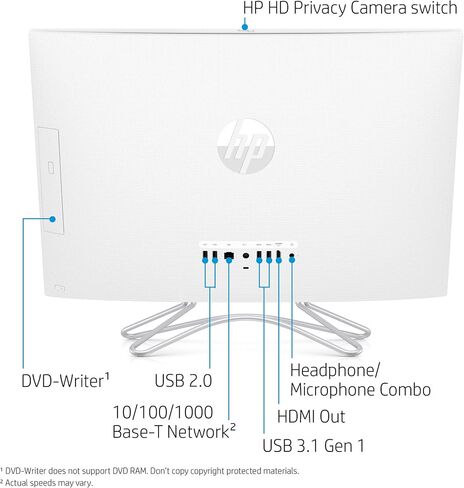 HP 24-Inch All-in-One Touchscreen Computer, AMD Ryzen 5 3500U Processor, 8 GB RAM, 1 TB Hard Drive, 256 GB SSD, Windows 10 Home (24-F1060, White) in Saudi Arabia