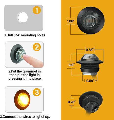 Purple 3/4" 12V Round LED Clearence Light Front Rear Side Marker Indicators Light Bullet Marker Light for Truck RV Car Bus Trailer Van Caravan Boat in Saudi Arabia