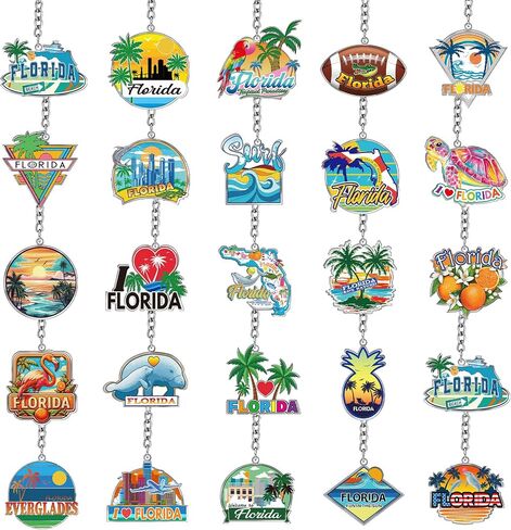 Sureio 25 Pcs Florida Souvenirs and Gifts Keychain Bulks Souvenirs from USA Florida Keychains Collection Bulk in Saudi Arabia