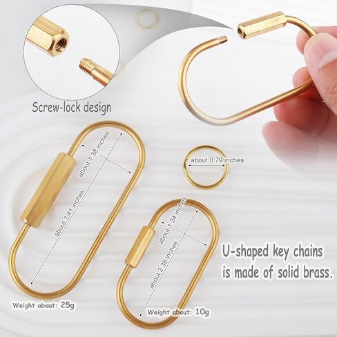 ChunlongFour Brass Key Rings Screw Lock Key Organizer Carabiner Keychain Clip for Key Christmas Purse Bag Charms for Handbags in Kuwait