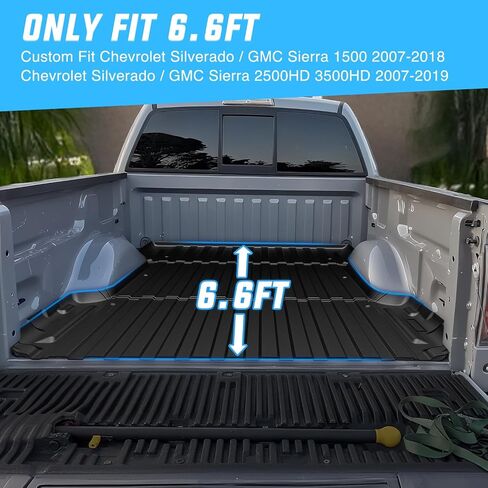 Nilight Trunk Bed Mat for 2019-2024 Chevy Silverado/GMC Sierra 1500 5.8 Ft Accessories، TPE عالي التحمل، بطانة سرير TPE للسيارة بيك اب لجميع الأحوال الجوية، أسود in Saudi Arabia