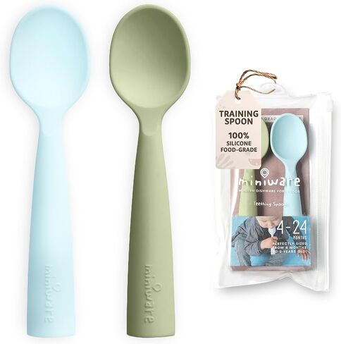 Miniware Teething Spoon Cutlery Set (Grey and Aqua) in Saudi Arabia