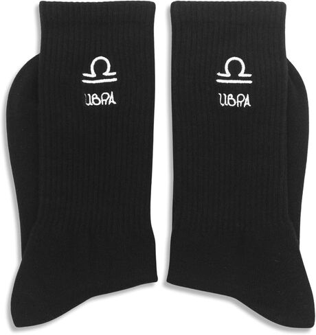 Astrology Gifts for Women, Constellation Embroidered Socks, Black Crew Socks for Women Men. in Kuwait