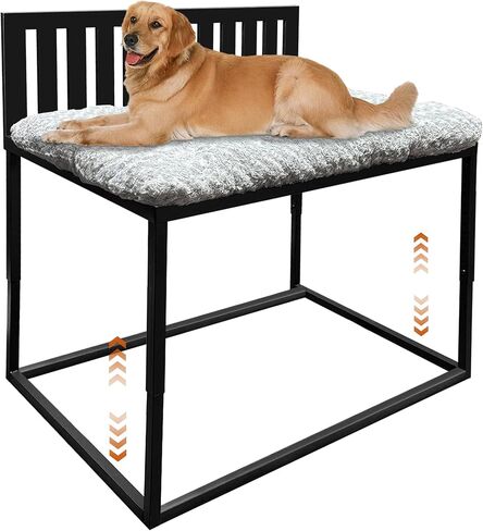 Beside Dog Bed,Dog Bunk Beds for Large Dogs,Metal Dogs Bed Frame with Removable Cushion,Large in Kuwait