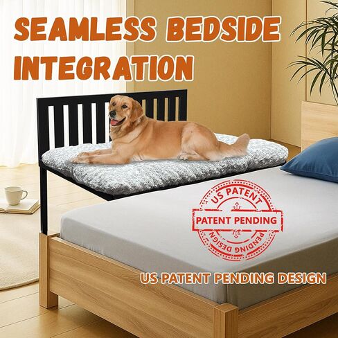 Beside Dog Bed,Dog Bunk Beds for Large Dogs,Metal Dogs Bed Frame with Removable Cushion,Large in Kuwait