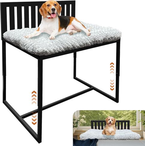 Beside Dog Bed,Dog Bunk Beds for Large Dogs,Metal Dogs Bed Frame with Removable Cushion,Large in Kuwait