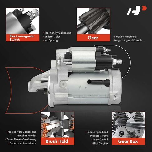 A-Premium Starter Motor Compatible with Ford Mustang 2016-2020/2022-2023, 5.0L, 12V 1.4KW 12-Teeth Clockwise, Replace# GR3T11000AA, GR3Z11002A in Saudi Arabia