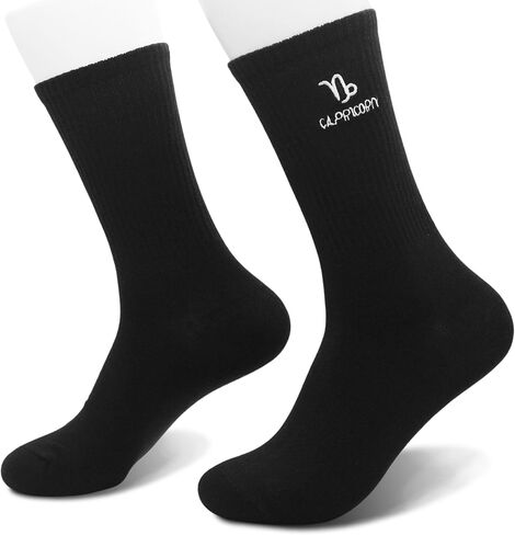 Astrology Gifts for Women, Constellation Embroidered Socks, Black Crew Socks for Women Men. in Kuwait