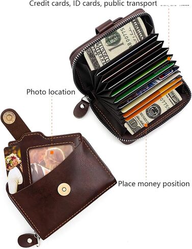 Small Wallet for Women, Slim RFID Blocking Credit Card Holder with ID Window, Compact Purses for Women with 9 Card Slots（Black） in Saudi Arabia