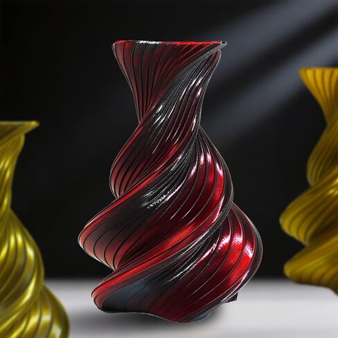 خيوط PLA حريرية مزدوجة اللون 1.75 مم أسود وأحمر 1 كجم، لمسة نهائية لامعة شديدة اللمعان، انتقال سلس للألوان، جرح أنيق، دقة +/-0.02 مم تعبئة مفرغة من الهواء in Kuwait