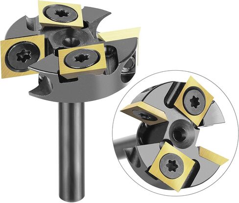 SpeTool 1/4 Inch Shank 1-1/4" Cutting Diameter Spoilboard Surfacing Router Bit 2+2 Inserts Cutter Planing Bit Flycutter Leveler Slab Flattening Router Bit Woodworking Milling Cutter in Kuwait