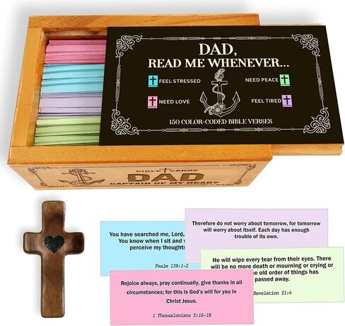 Marriage Bible Verse Box for Couple – 150 Prayer Cards, Christian Wedding Gift for Mom Dad, Mr & Mrs, Prayer Box with Wooden Handheld Pocket Cross, Inspirational Scriptures, Housewarming Gifts in Saudi Arabia