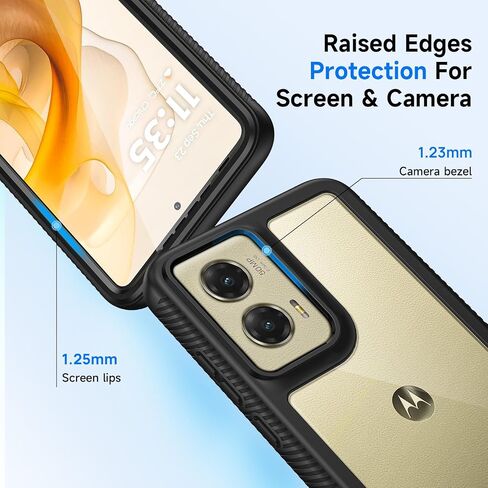 حافظة seacosmo لهاتف Motorola Moto G 5G (2023)/Power 5G (2023)، مع واقي شاشة مدمج، غطاء هاتف حماية مقاوم للصدمات لكامل الجسم، أسود in Saudi Arabia