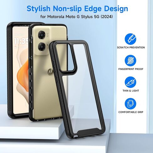 حافظة seacosmo لهاتف Motorola Moto G 5G (2023)/Power 5G (2023)، مع واقي شاشة مدمج، غطاء هاتف حماية مقاوم للصدمات لكامل الجسم، أسود in Saudi Arabia