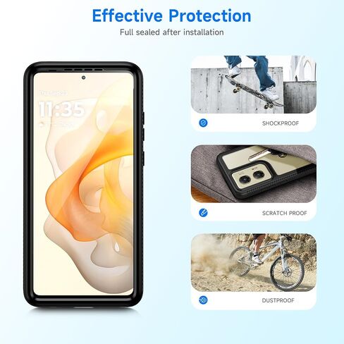 حافظة seacosmo لهاتف Motorola Moto G 5G (2023)/Power 5G (2023)، مع واقي شاشة مدمج، غطاء هاتف حماية مقاوم للصدمات لكامل الجسم، أسود in Saudi Arabia