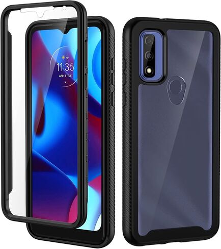 حافظة seacosmo لهاتف Motorola Moto G 5G (2023)/Power 5G (2023)، مع واقي شاشة مدمج، غطاء هاتف حماية مقاوم للصدمات لكامل الجسم، أسود in Saudi Arabia