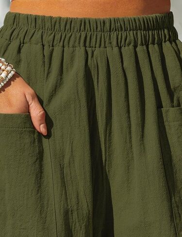 Women's Summer Elastic Waist Palazzo Pants Loose Wide Leg Trousers with Pockets in Saudi Arabia