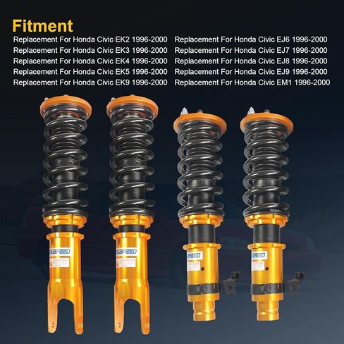 JDMSPEED New Gold Full Set Coilover Strut Shock Springs Suspension Replacement For Honda Civic EK 1996-00 in Saudi Arabia