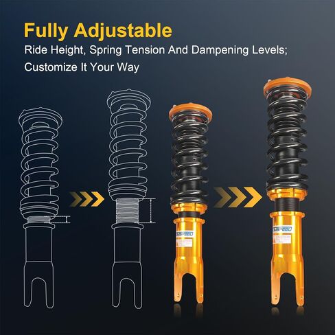JDMSPEED New Gold Full Set Coilover Strut Shock Springs Suspension Replacement For Honda Civic EK 1996-00 in Saudi Arabia