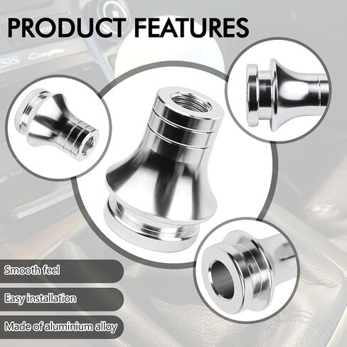 Hovom Car Shift Knob Boot Retainer, M12x1.25 Durable Aluminum Cars Gear Shift Knob Adapter, Waterproof Metal Manual Vehicle Gear Shifter Lever Adapter, Universal Car Accessories (Silver) in Saudi Arabia
