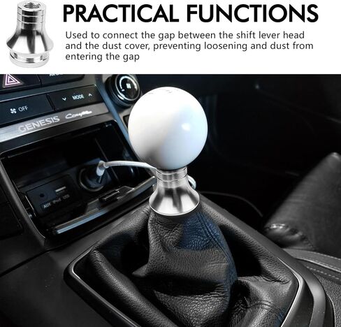 Hovom Car Shift Knob Boot Retainer, M12x1.25 Durable Aluminum Cars Gear Shift Knob Adapter, Waterproof Metal Manual Vehicle Gear Shifter Lever Adapter, Universal Car Accessories (Silver) in Saudi Arabia