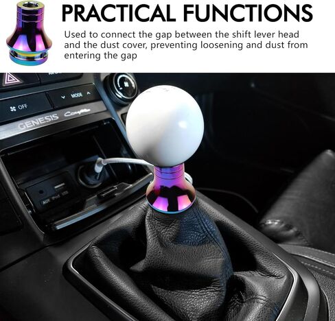 Hovom Car Shift Knob Boot Retainer, M12x1.25 Durable Aluminum Cars Gear Shift Knob Adapter, Waterproof Metal Manual Vehicle Gear Shifter Lever Adapter, Universal Car Accessories (Silver) in Saudi Arabia
