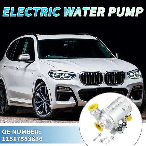 Water Pump No.11517583836/11518635092 with Screws Kit 17.2x14.5cm Car Electric Engine Water Pump for BMW 528I 2011 3.0L Metal Silver Tone 1 Set in Kuwait