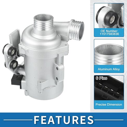 Water Pump No.11517583836/11518635092 with Screws Kit 17.2x14.5cm Car Electric Engine Water Pump for BMW 528I 2011 3.0L Metal Silver Tone 1 Set in Kuwait