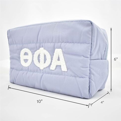 Sorority Shop Kappa Kappa Gamma Makeup Bag - Puffer Style with Sorority Letters, Travel Cosmetic Bag with Zipper Closure, Perfect Kappa Kappa Gamma Sorority Gifts for Women, Blue in Saudi Arabia