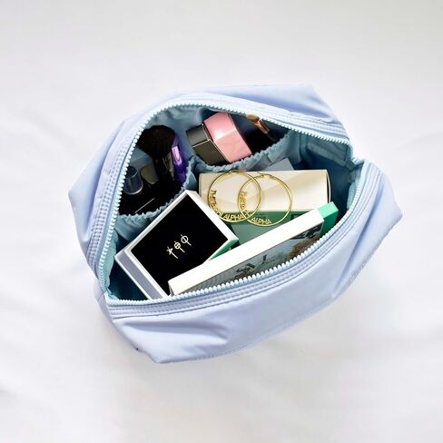 Sorority Shop Kappa Kappa Gamma Makeup Bag - Puffer Style with Sorority Letters, Travel Cosmetic Bag with Zipper Closure, Perfect Kappa Kappa Gamma Sorority Gifts for Women, Blue in Saudi Arabia