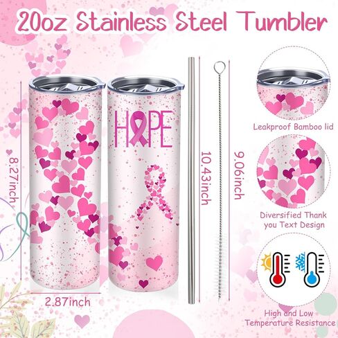 Sieral 7 Pcs Breast Cancer Awareness Gifts for Women Chemo Tote Bags Tumbler for Women Breast Cancer Awareness Accessories in Kuwait