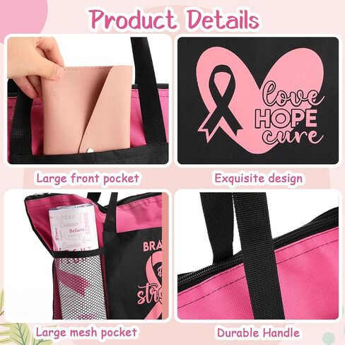 Sieral 7 Pcs Breast Cancer Awareness Gifts for Women Chemo Tote Bags Tumbler for Women Breast Cancer Awareness Accessories in Kuwait